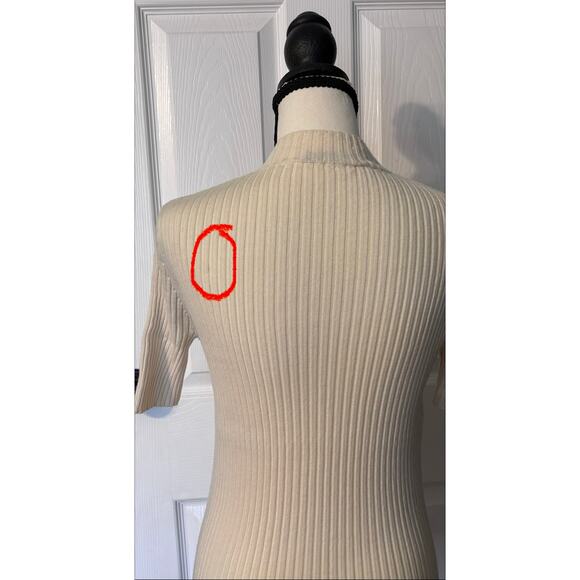 MM Lafleur Short Sleeve Shirt Women's Small Cream Ribbed Merino Wool Mock Neck - Picture 6 of 8